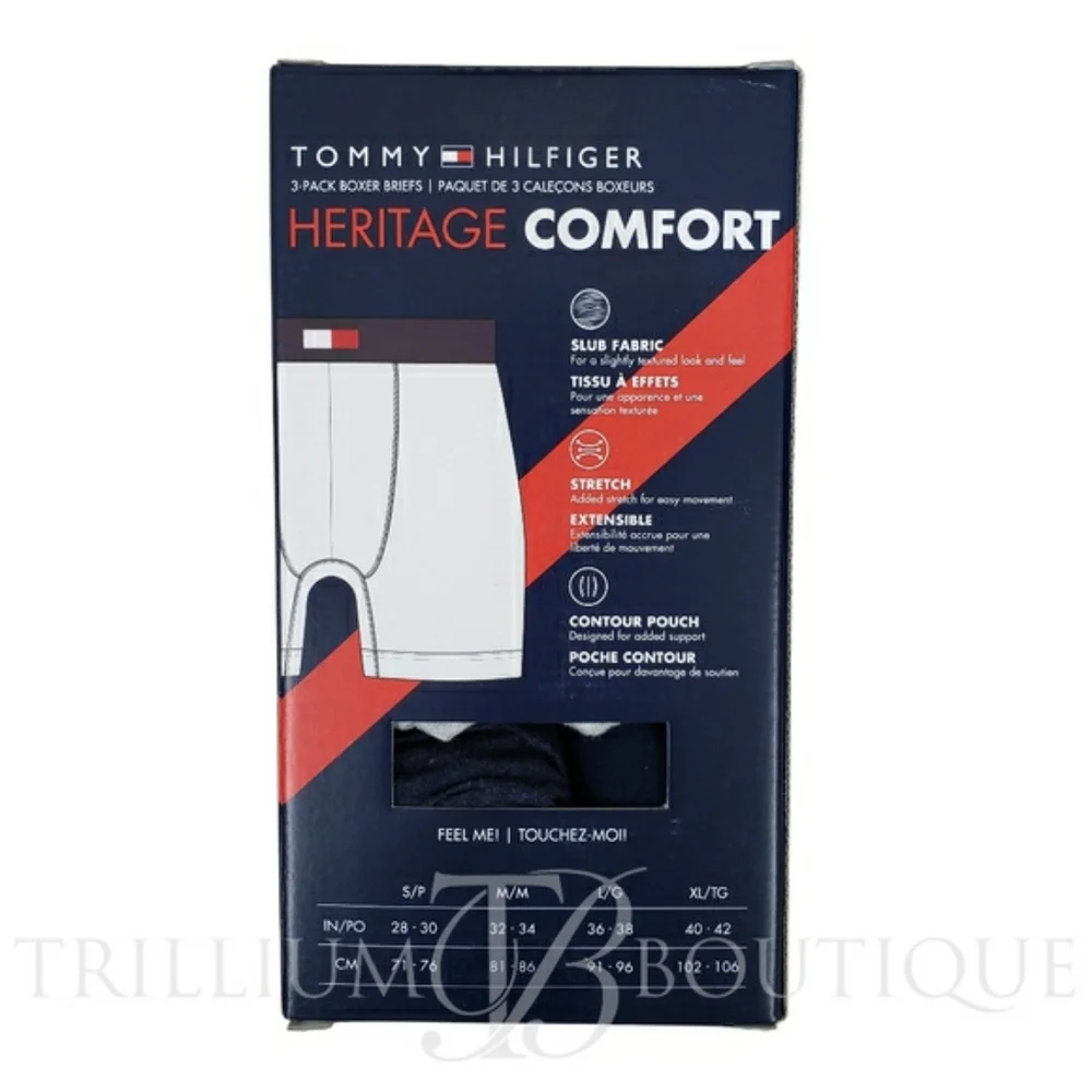 TOMMY HILFIGER Heritage Comfort Boxer Briefs 3 Pairs Large Cotton/Elastane NWT